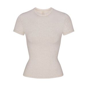 SKIMS Cotton Rib T-Shirt Heather Oatmeal Sz Medium
